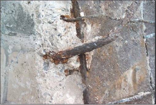 Photograph of rebar corrosion in the Utah State Capitol Dome.