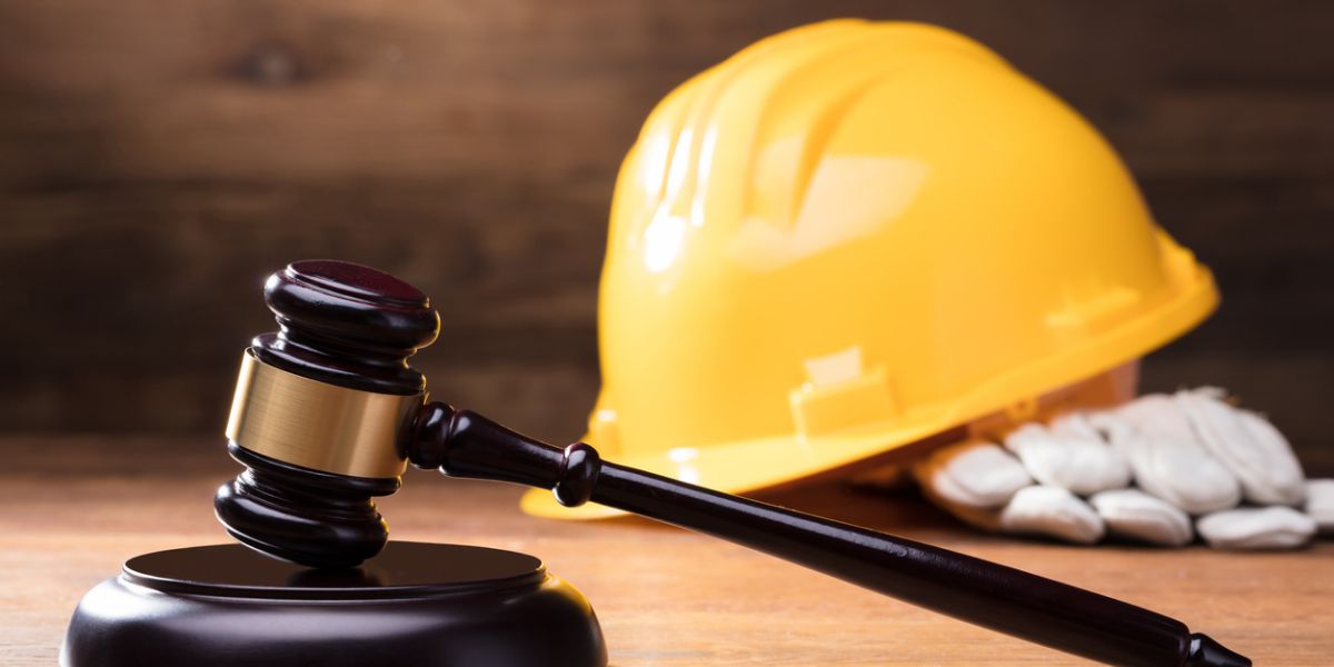 gavel and hard hat at a construction law firm